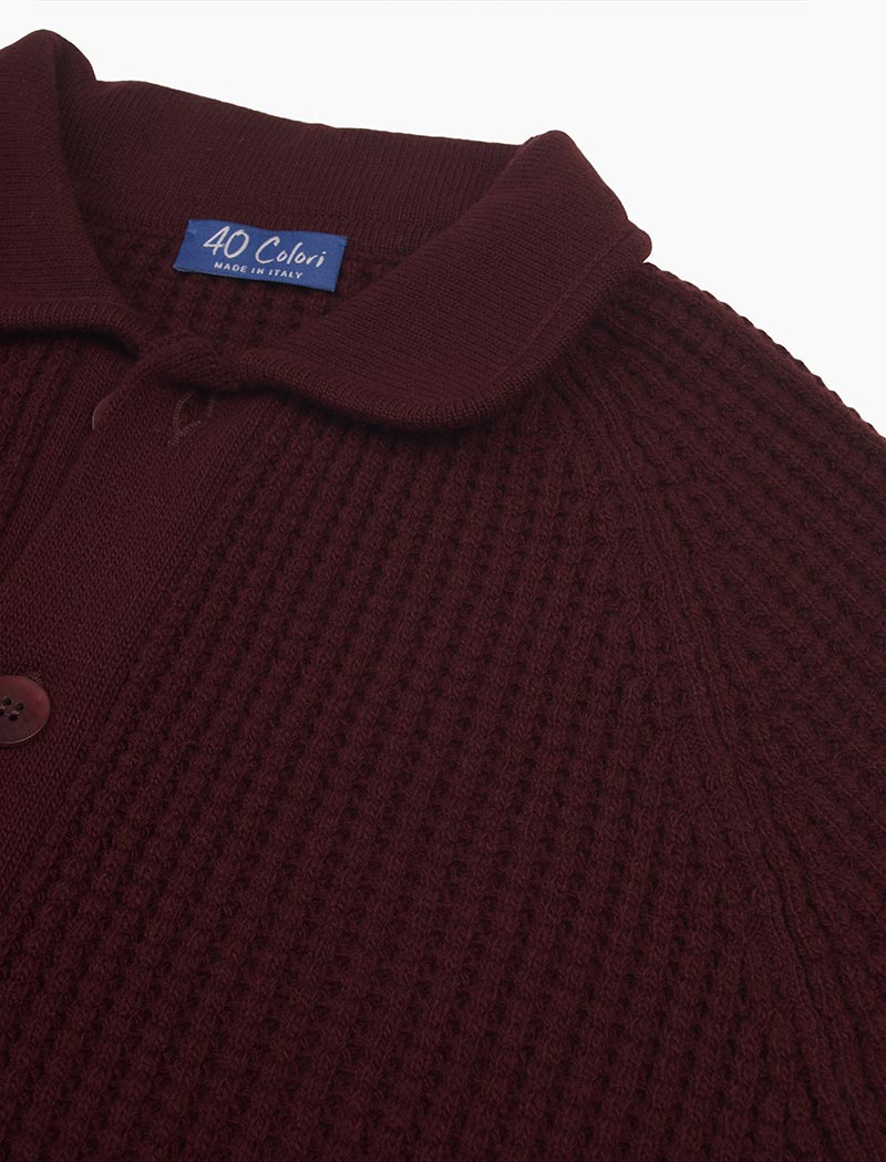 Burgundy Waffle Merino Wool & Cashmere Knitted Overshirt | 40 Colori 