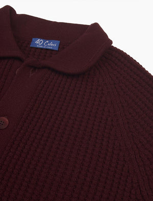 Burgundy Waffle Merino Wool & Cashmere Knitted Overshirt | 40 Colori 