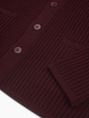 Burgundy Waffle Merino Wool & Cashmere Knitted Overshirt | 40 Colori 