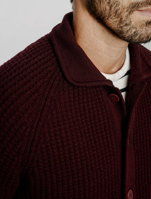 Burgundy Waffle Merino Wool & Cashmere Knitted Overshirt | 40 Colori 