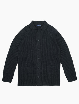 Charcoal Waffle Merino Wool & Cashmere Knitted Overshirt | 40 Colori