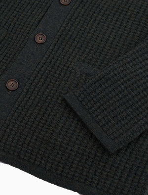 Dark Olive Green Waffle Merino Wool & Cashmere Knitted Overshirt | 40 Colori