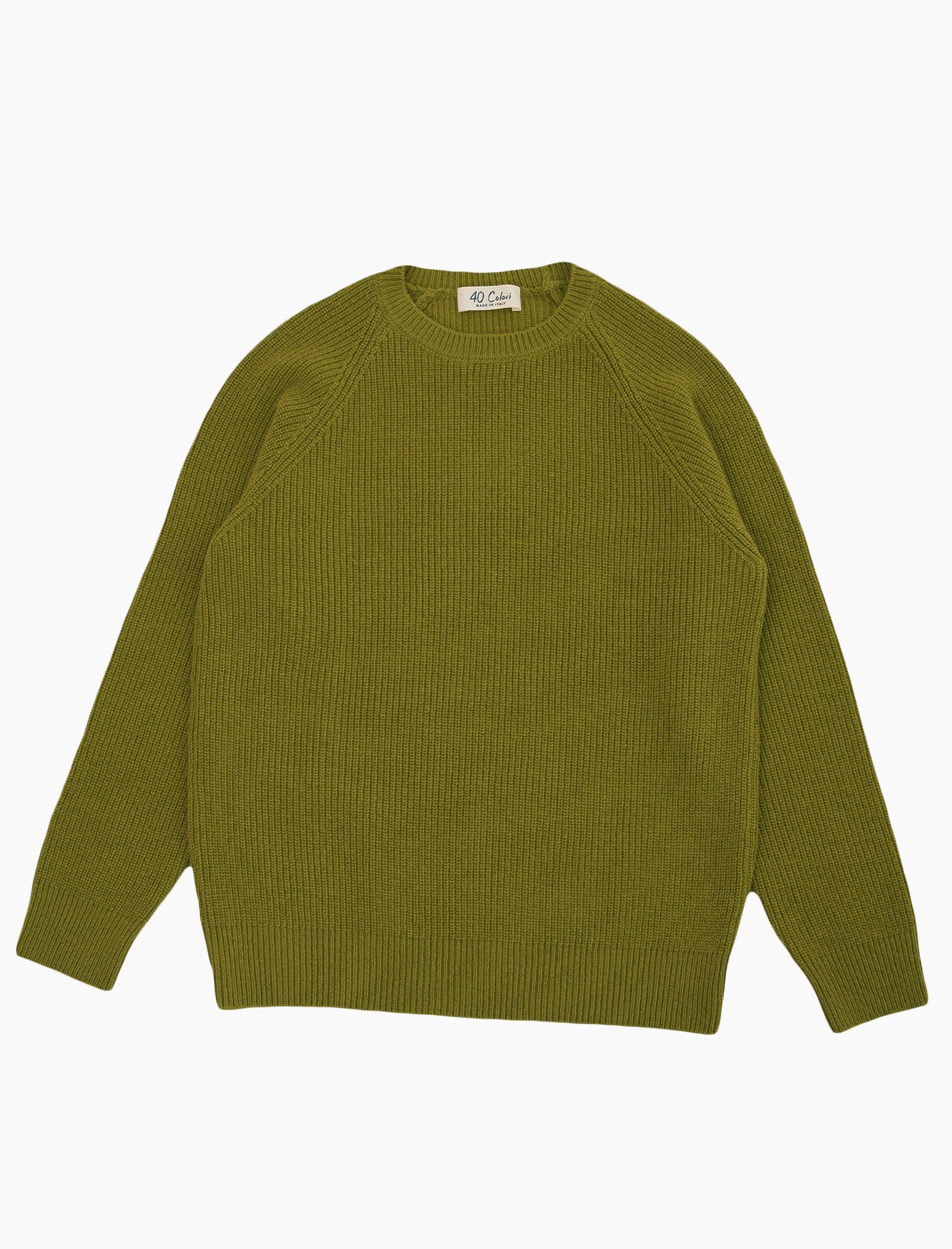 Avocado Ribbed Wool & Cashmere Crew Neck Jumper | 40 Colori