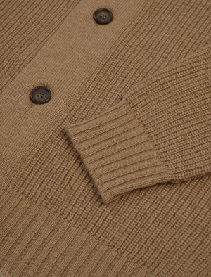 Beige Ribbed Shawl Neck Wool & Cashmere Cardigan | 40 Colori