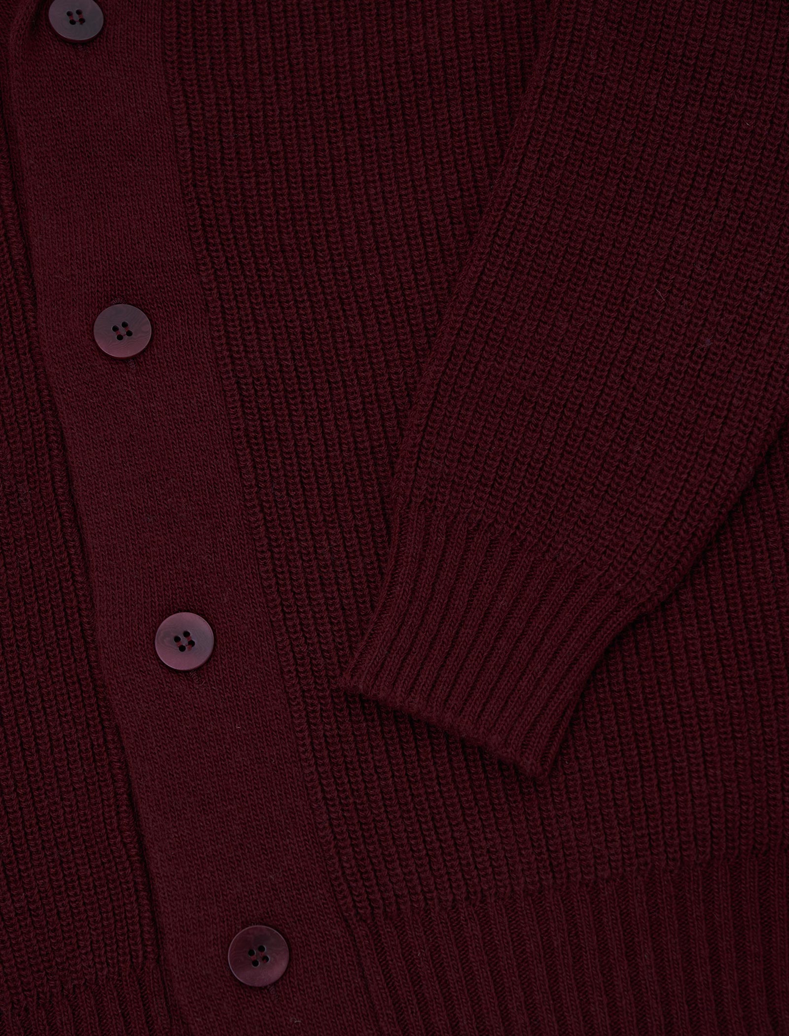 Burgundy Ribbed Shawl Neck Wool & Cashmere Cardigan | 40 Colori