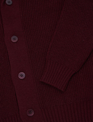 Burgundy Ribbed Shawl Neck Wool & Cashmere Cardigan | 40 Colori