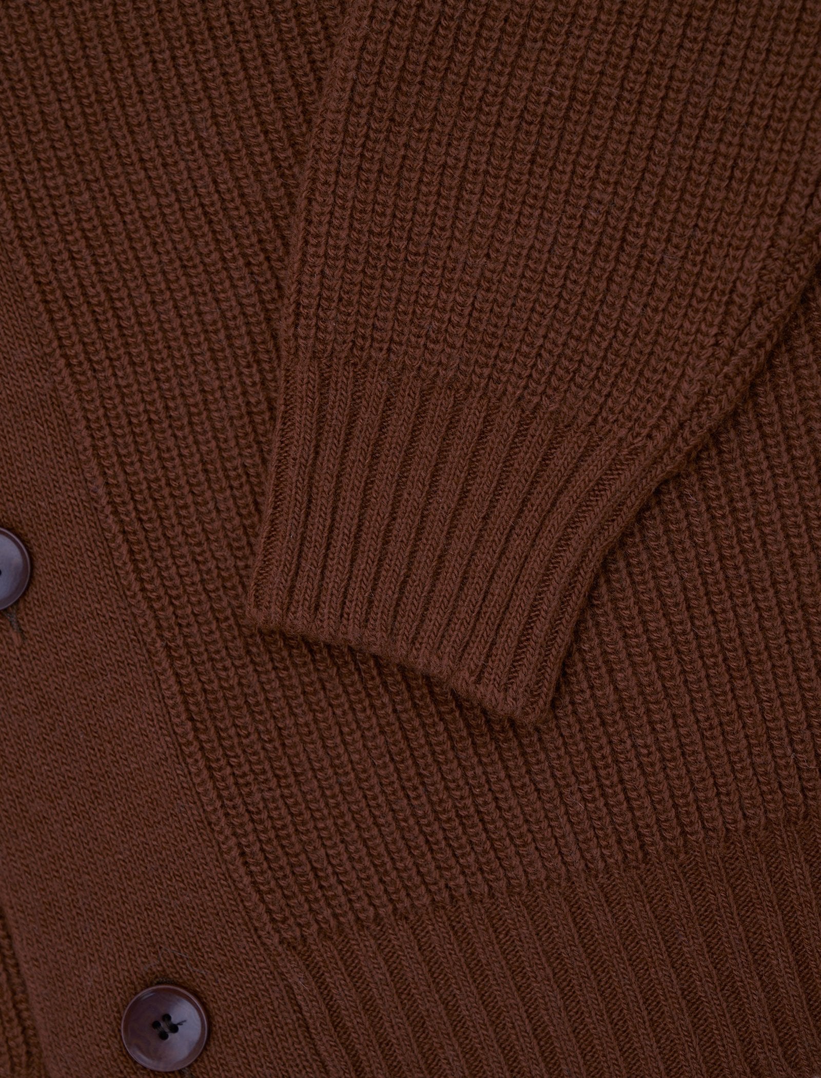 Chocolate Brown Ribbed Shawl Neck Wool & Cashmere Cardigan | 40 Colori