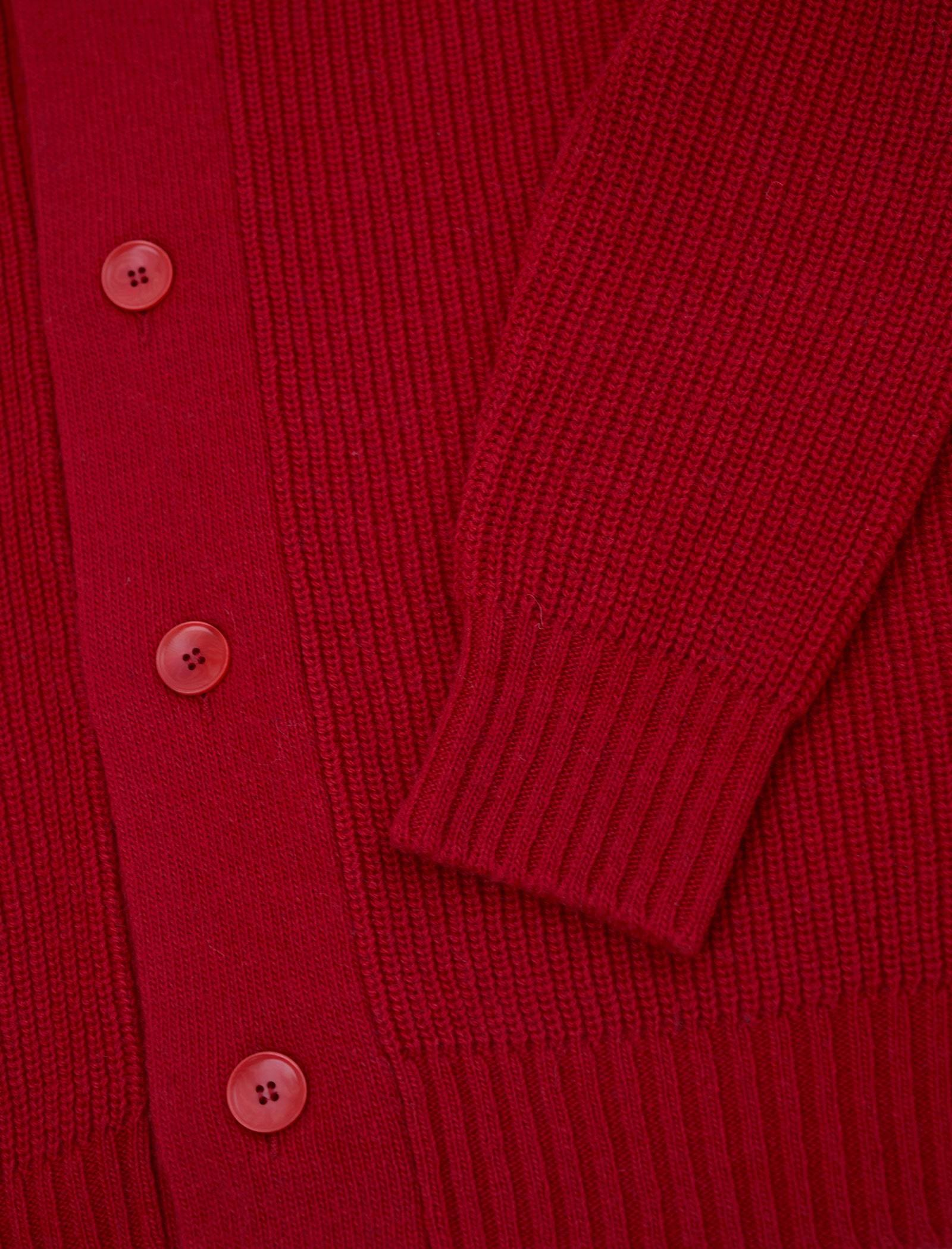 Red Ribbed Shawl Neck Wool & Cashmere Cardigan | 40 Colori