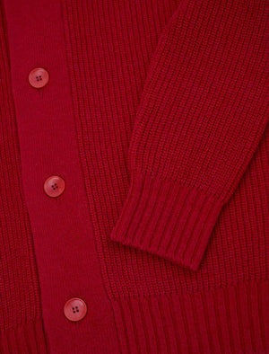 Red Ribbed Shawl Neck Wool & Cashmere Cardigan | 40 Colori