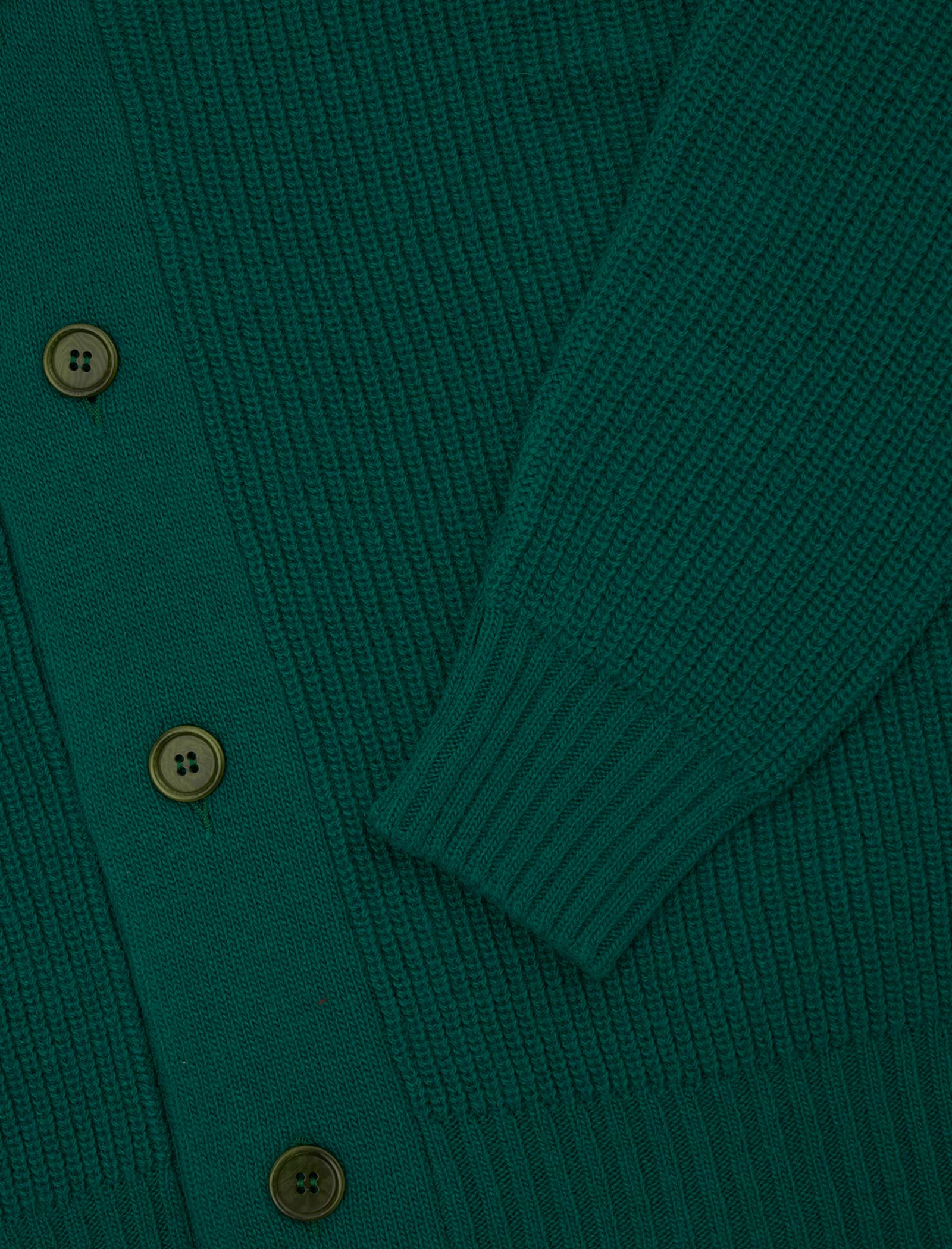 Emerald Green Ribbed Shawl Neck Wool & Cashmere Cardigan | 40 Colori