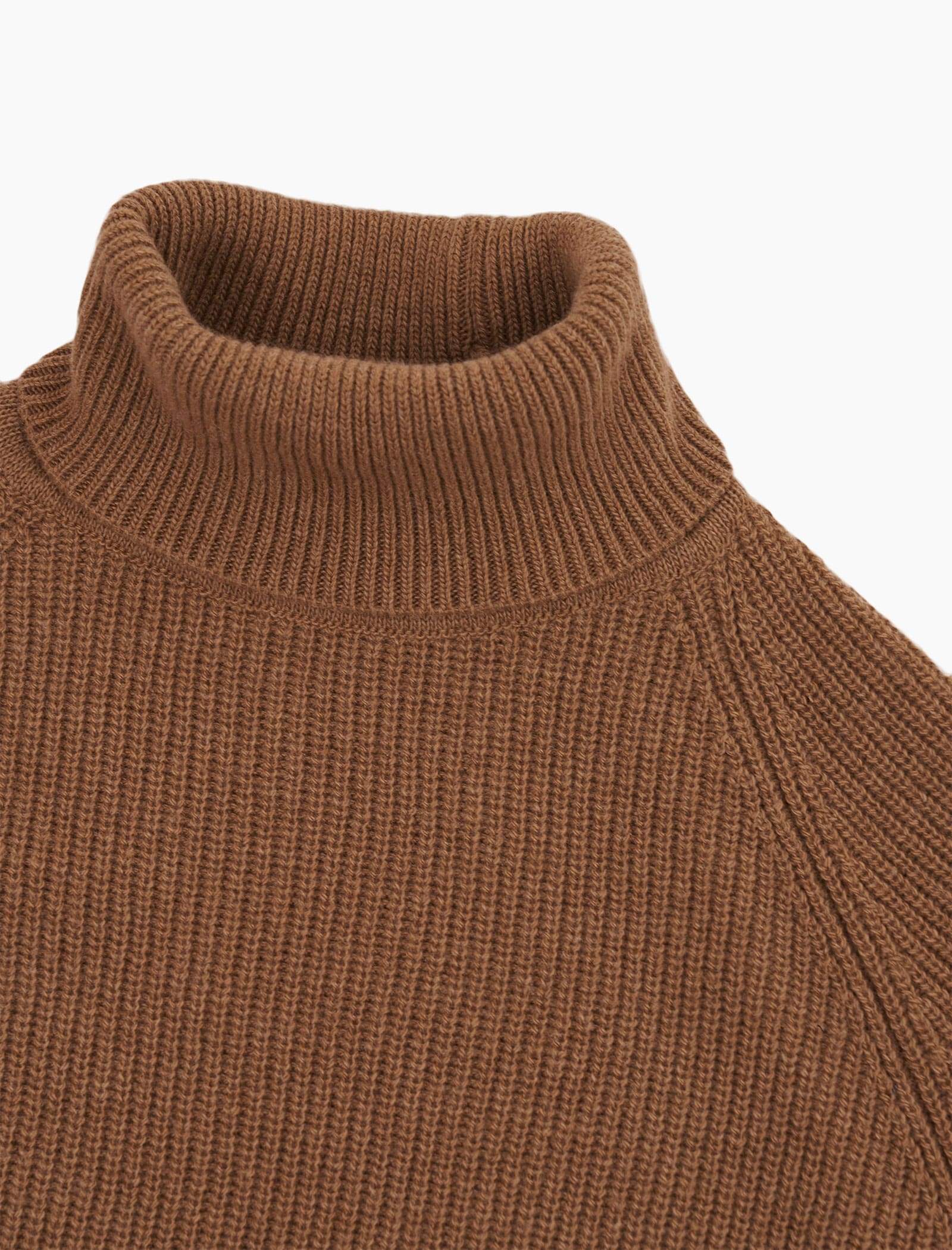 Beige Ribbed Wool & Cashmere Roll Neck | 40 Colori