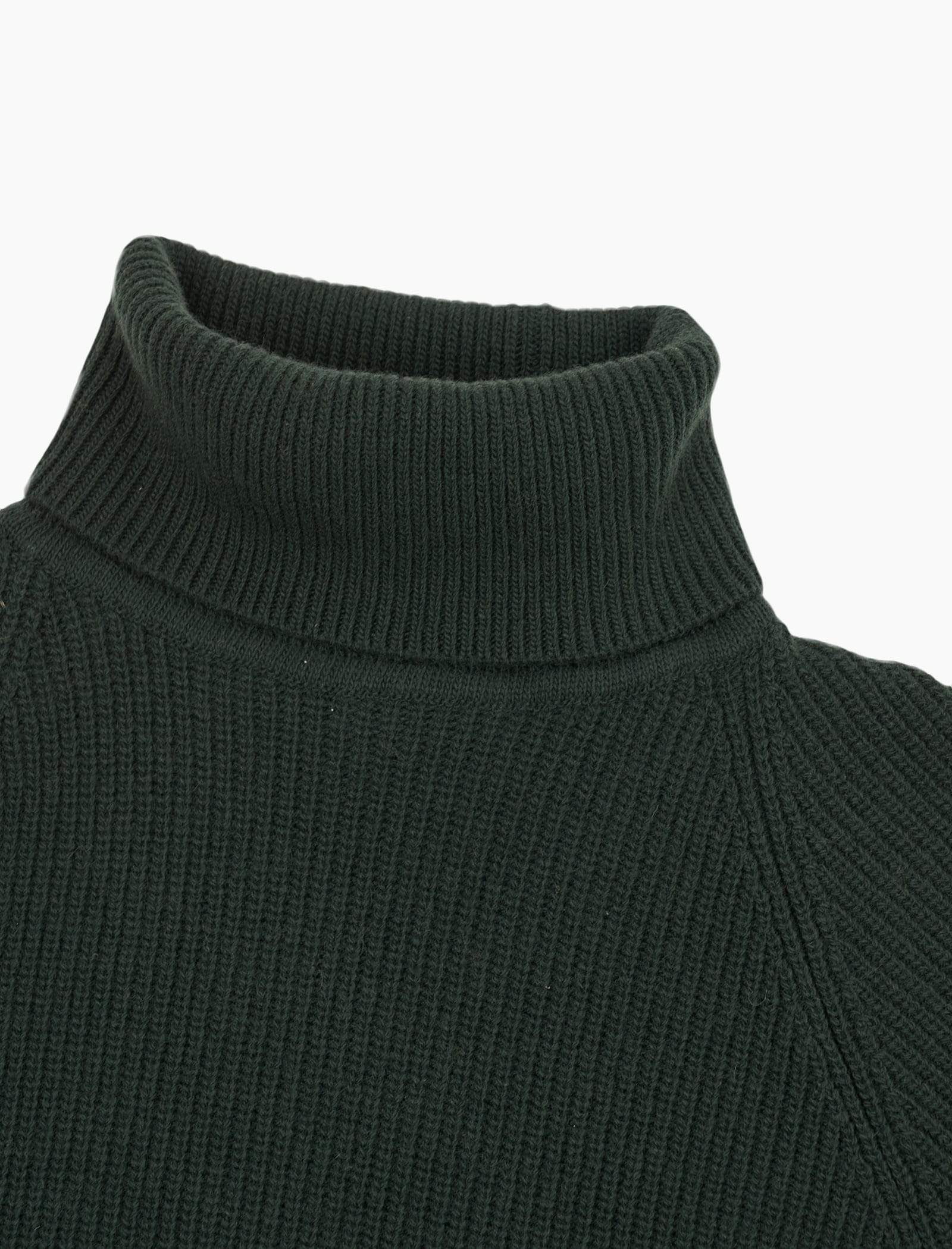 Dark Green Ribbed Wool & Cashmere Roll Neck | 40 Colori