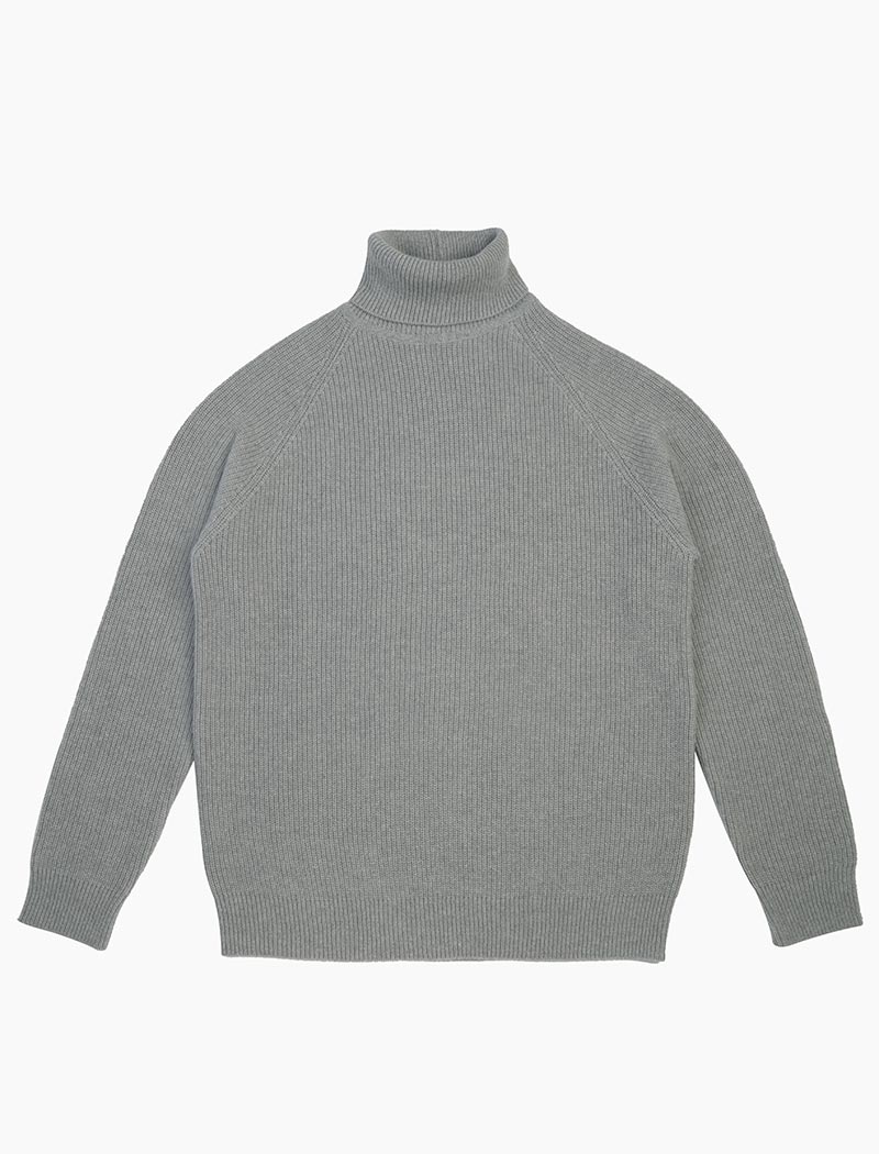 Grey Ribbed Wool & Cashmere Roll Neck | 40 Colori