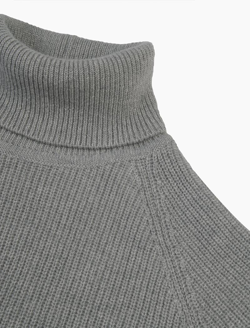 Grey Ribbed Wool & Cashmere Roll Neck | 40 Colori