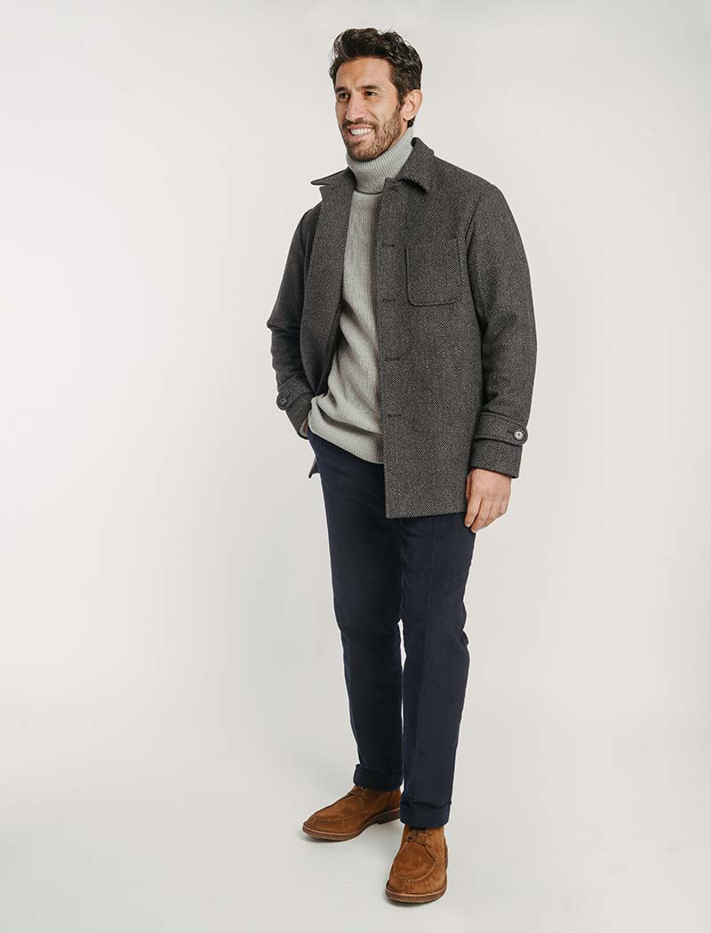Grey Ribbed Wool & Cashmere Roll Neck | 40 Colori