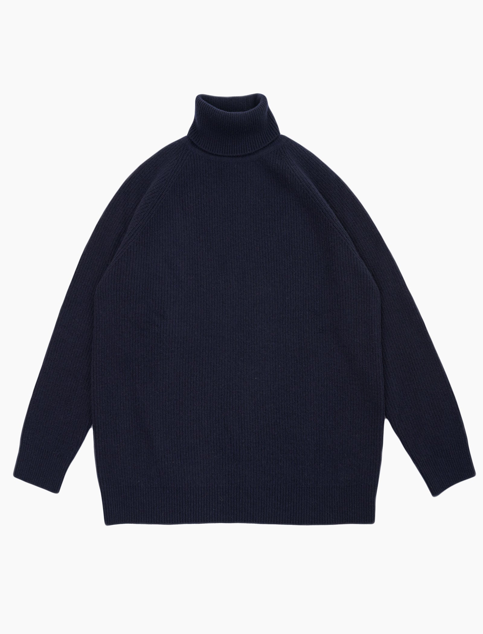 Navy Ribbed Wool & Cashmere Roll Neck | 40 Colori