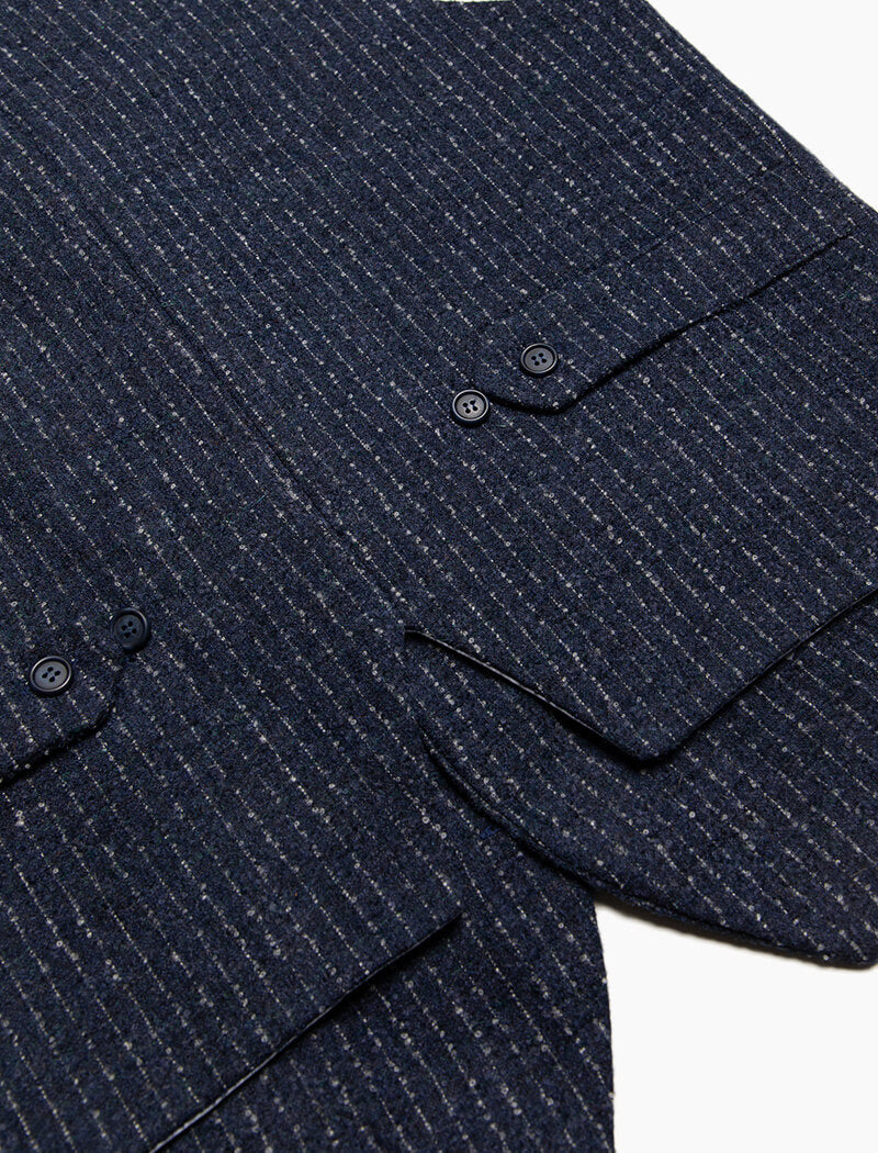 Navy Textured Pin Stripe Wool Waistcoat | 40 Colori 