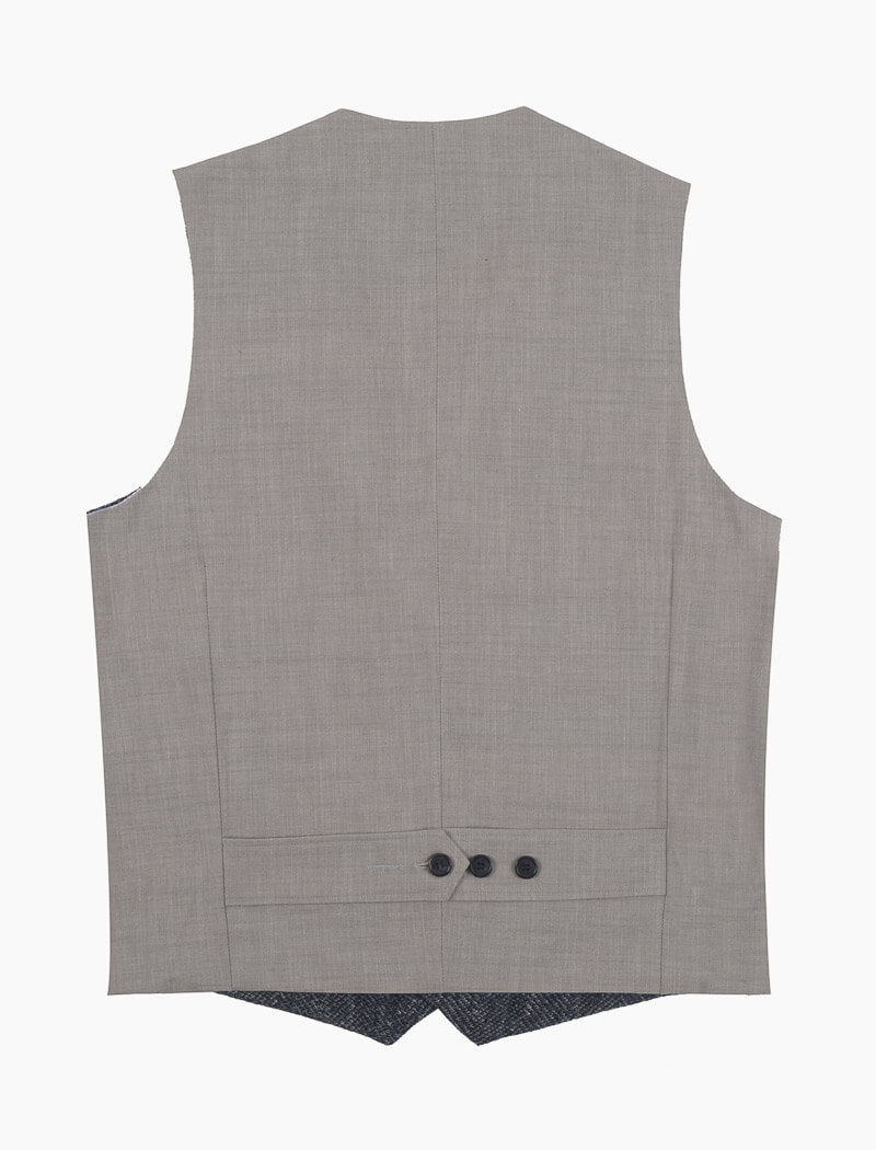 Grey Knitted Linen Fabric & Cotton Classic Waistcoat | 40 Colori