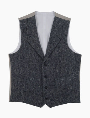Grey Knitted Linen Fabric & Cotton Classic Waistcoat | 40 Colori