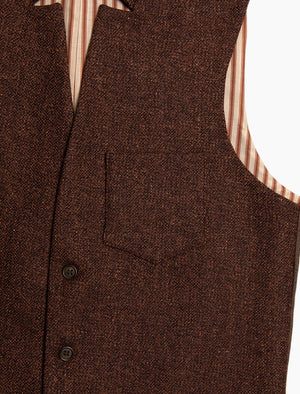 Brown Melange Wool Mandarin Waistcoat | 40 Colori