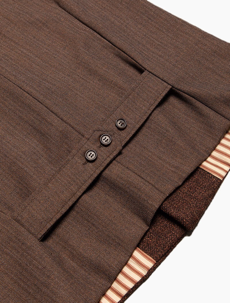 Brown Melange Wool Mandarin Waistcoat | 40 Colori