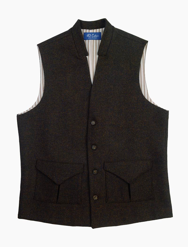 Dark Brown Melange Wool Waistcoat | 40 Colori