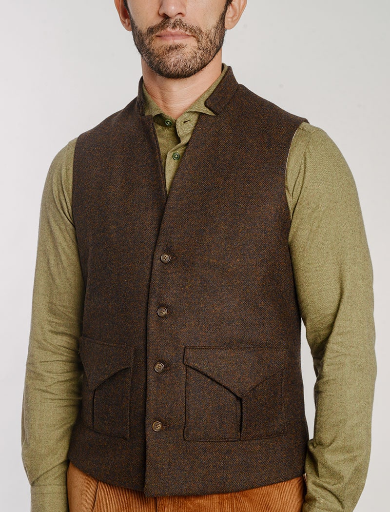 Dark Brown Melange Wool Waistcoat | 40 Colori