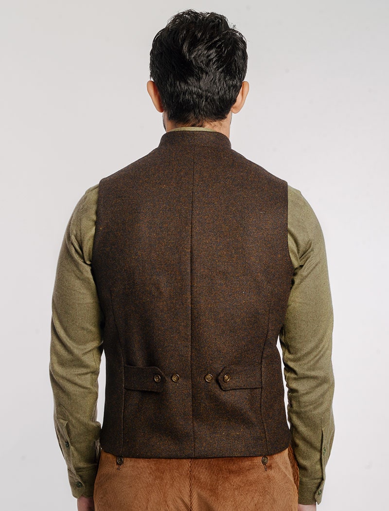 Dark Brown Melange Wool Waistcoat | 40 Colori