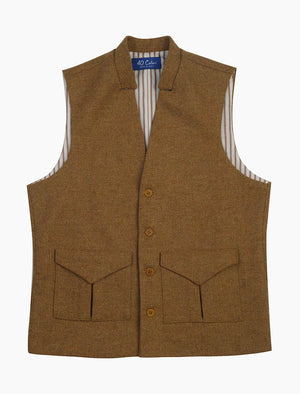Mustard Melange Herringbone Wool Waistcoat | 40 Colori