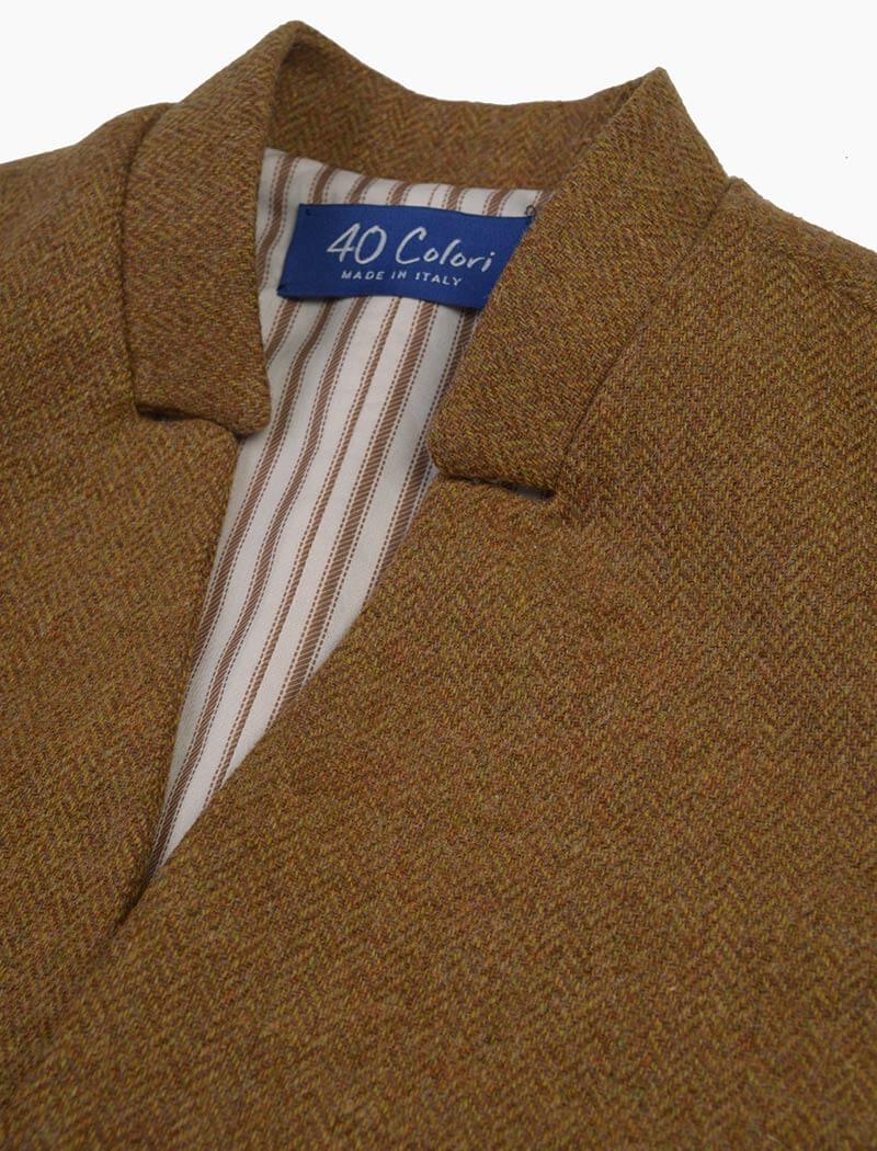 Mustard Melange Herringbone Wool Waistcoat | 40 Colori