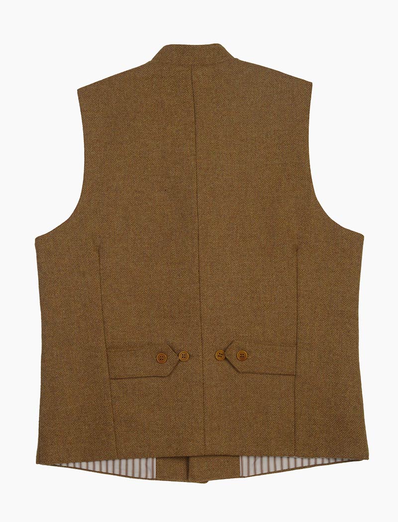 Mustard Melange Herringbone Wool Waistcoat | 40 Colori