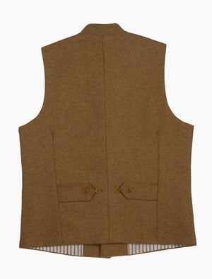 Mustard Melange Herringbone Wool Waistcoat | 40 Colori