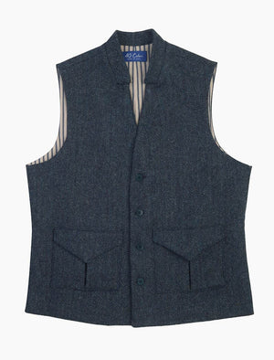 Teal Melange Herringbone Wool Waistcoat | 40 Colori