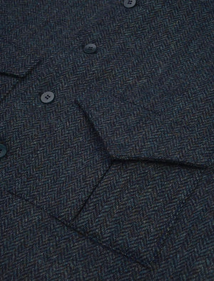 Teal Melange Herringbone Wool Waistcoat | 40 Colori