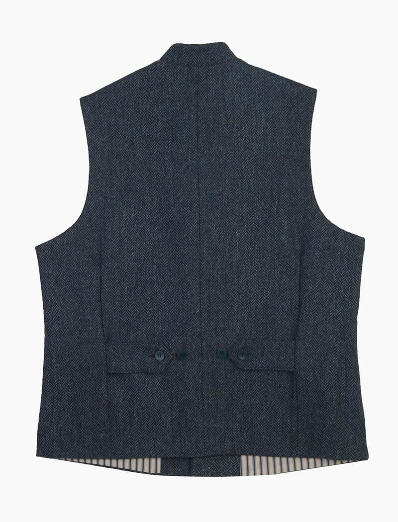 Teal Melange Herringbone Wool Waistcoat | 40 Colori