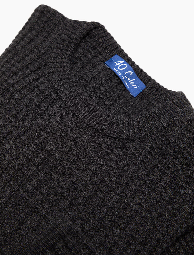 Charcoal Waffle Knit Wool & Cashmere Jumper | 40 Colori