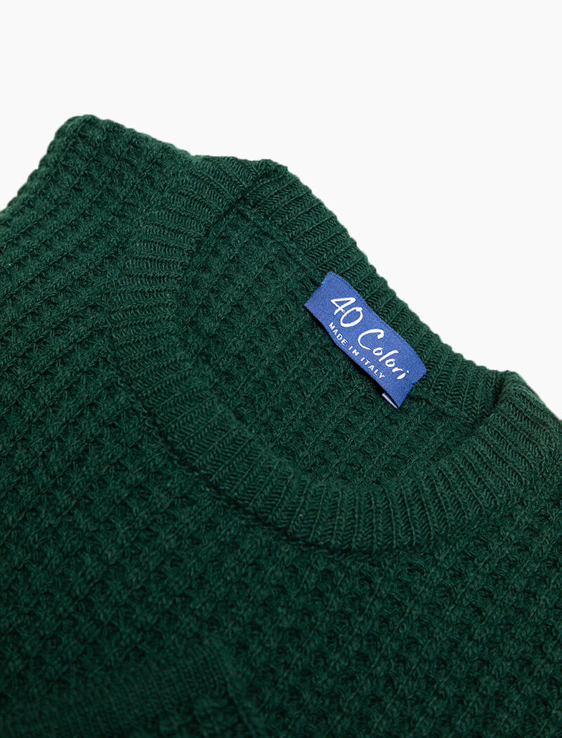 Green Waffle Knit Wool & Cashmere Jumper | 40 Colori