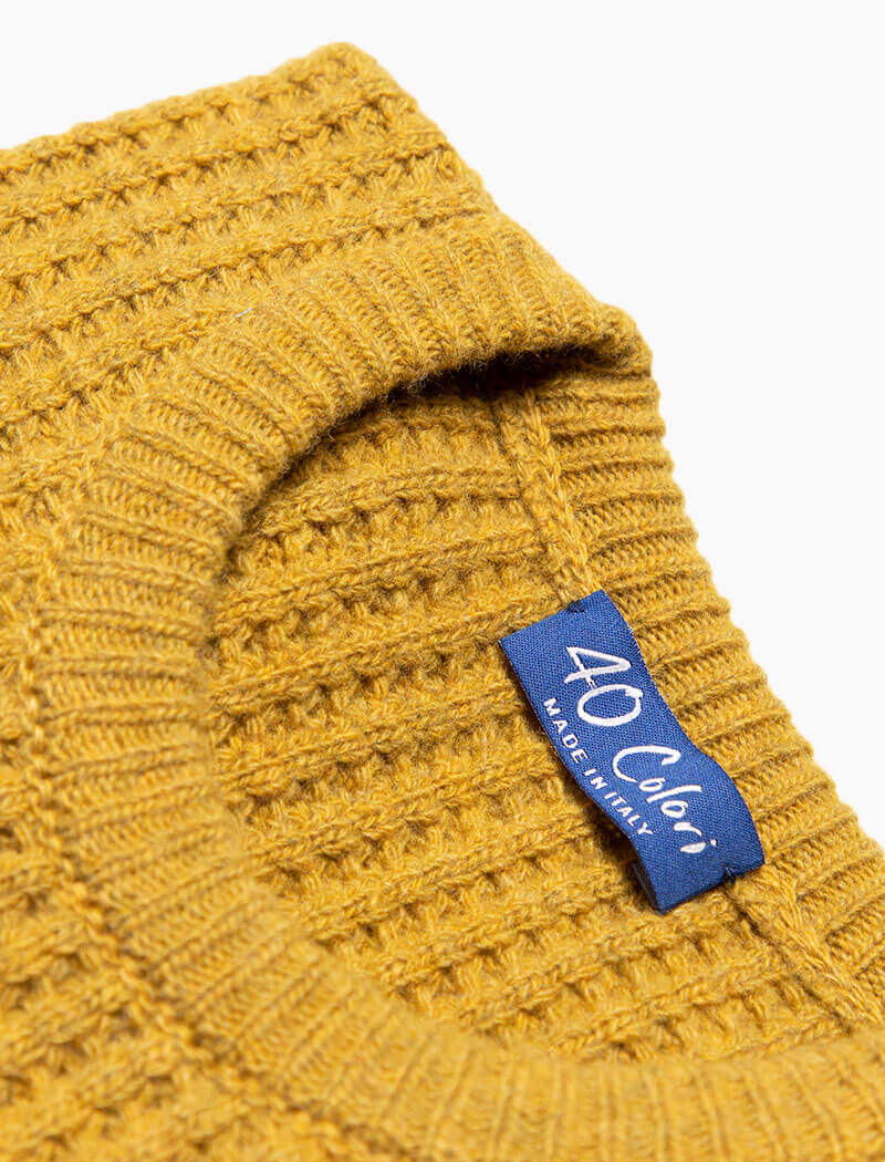 Mustard Waffle Knit Wool & Cashmere Jumper | 40 Colori