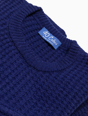 Royal Blue Waffle Knit Wool & Cashmere Jumper | 40 Colori