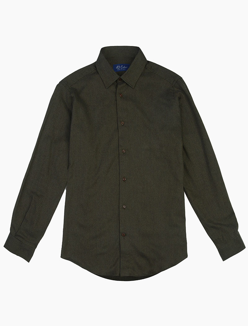 Dark Green Flannel Cotton Shirt | 40 Colori