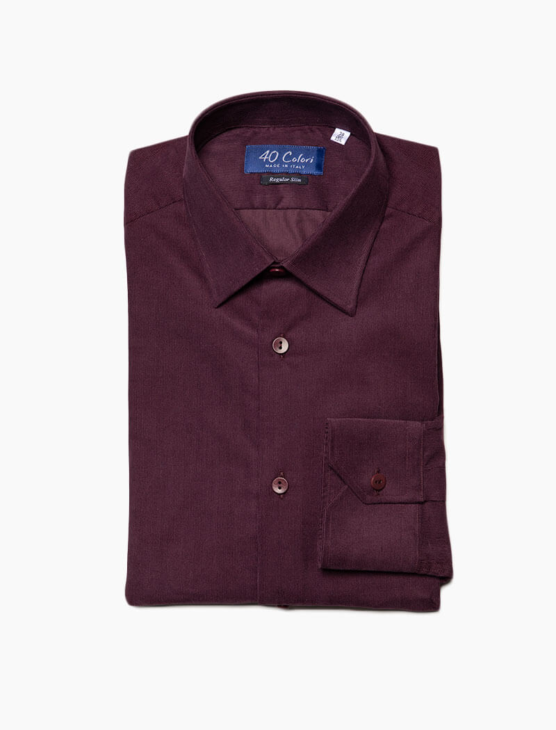 Burgundy Thin Corduroy Shirt - 40 Colori Burgundy Thin Corduroy Shirt - 40 Colori