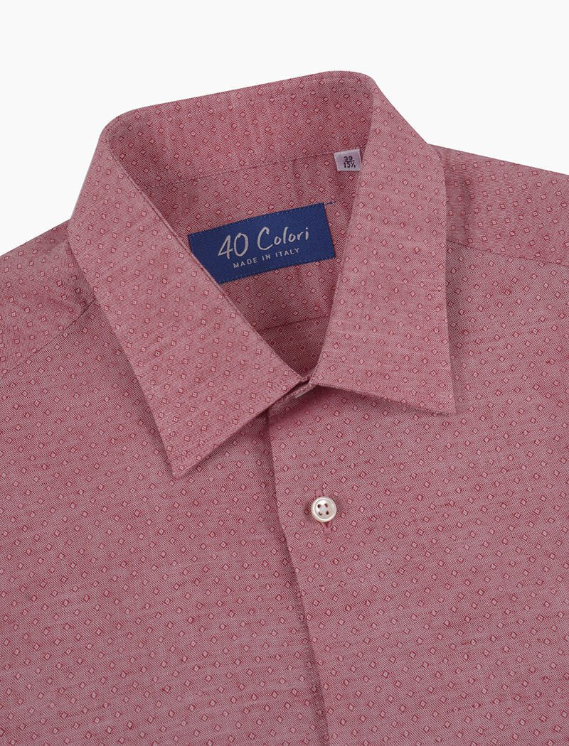 Red Small Diamonds Linen Shirt | 40 Colori