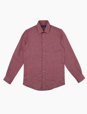 Red Small Diamonds Linen Shirt | 40 Colori