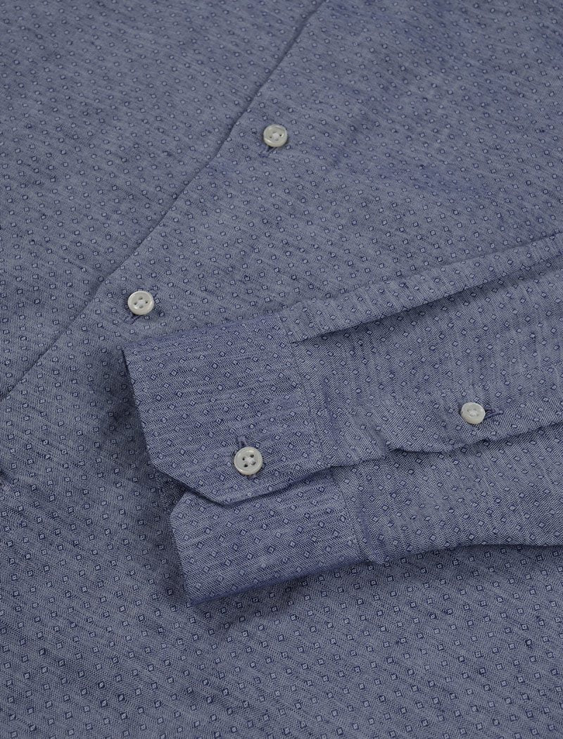 Blue Small Diamonds Linen Shirt | 40 Colori