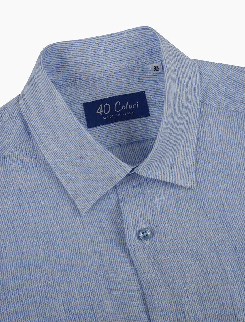 Blue & White Striped Linen Shirt | 40 Colori