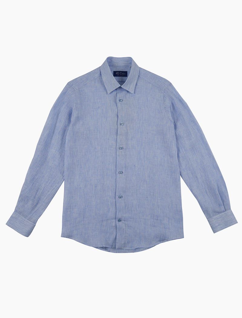 Blue & White Striped Linen Shirt | 40 Colori