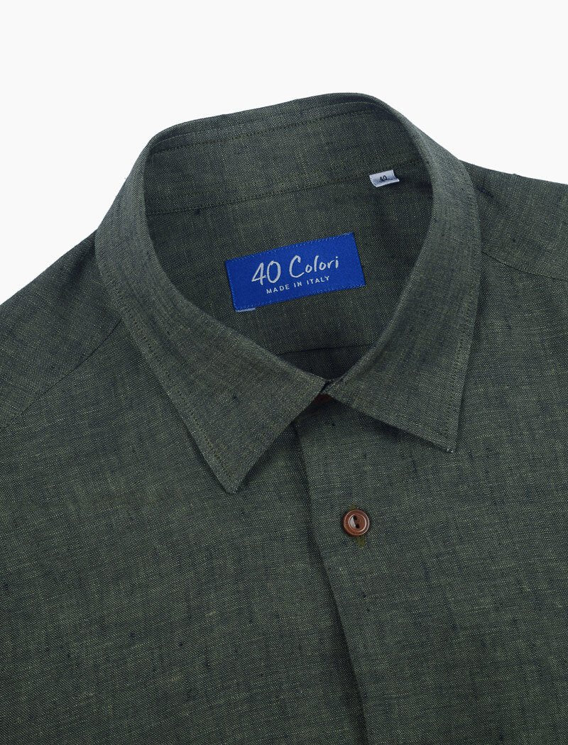 Dark Olive Green Linen Shirt | 40 Colori