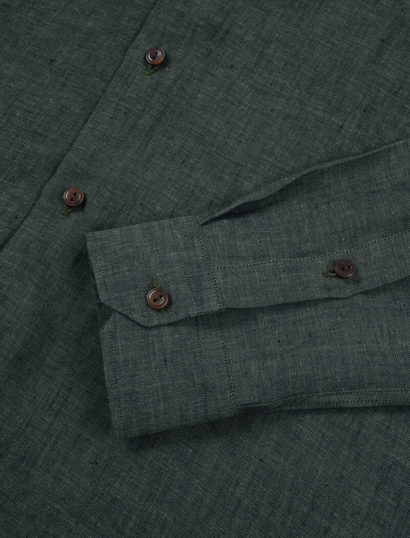 Dark Olive Green Linen Shirt | 40 Colori