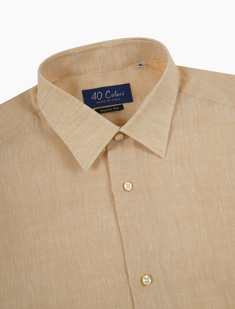 Pale Yellow Linen Shirt | 40 Colori Made in Italy Menswear