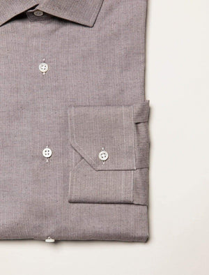 Light Brown Small Herringbone Cotton Shirt